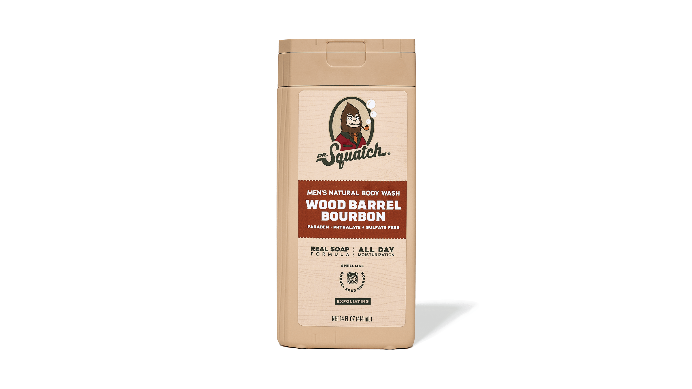 Dr. Squatch Soap 14 oz Wood Barrel Bourbon Exfoliating Body Wash