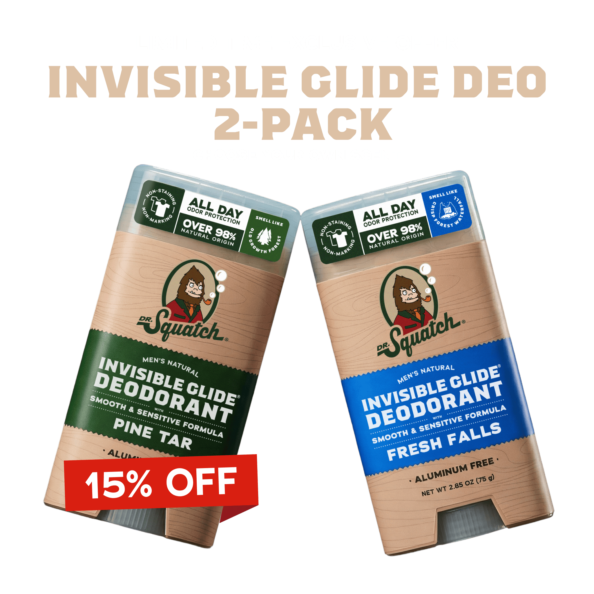 Dr. Squatch Soap Exclusive: Invisible Glide Deodorant 2-Pack Offer