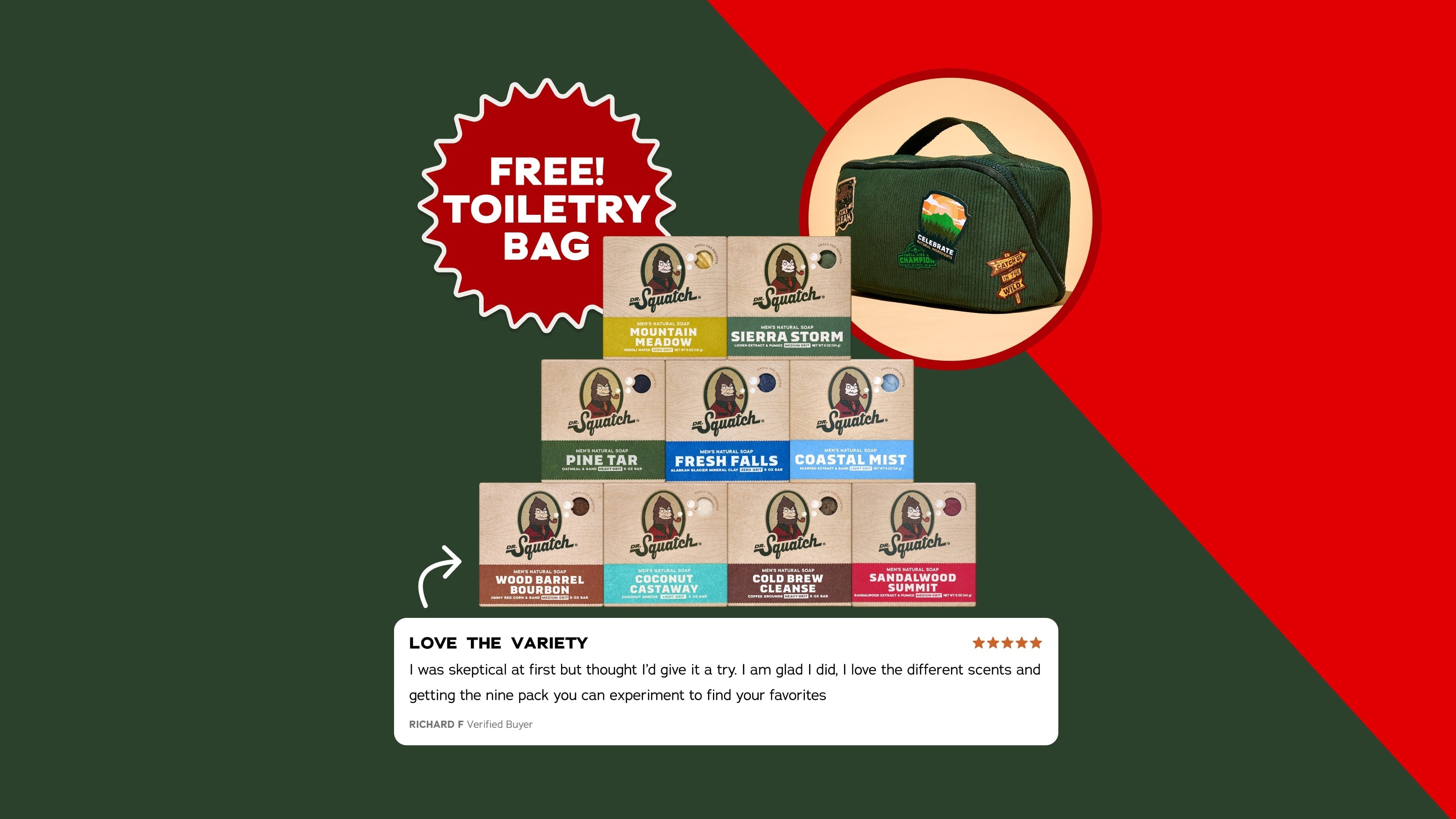 Dr. Squatch Soap FREE Toiletry Bag + 9-Pack Bar Soap